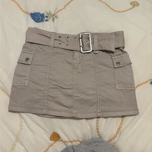 Beige Mini Skirt with Belt